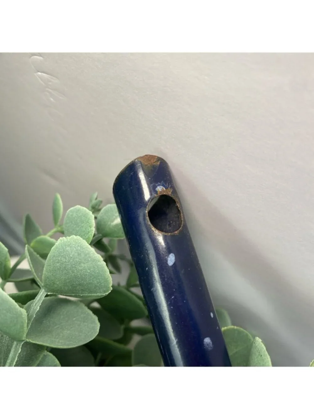 Vintage Blue Speckled Enamelware Farmhouse Dipper Ladle Decor Flat Bottom